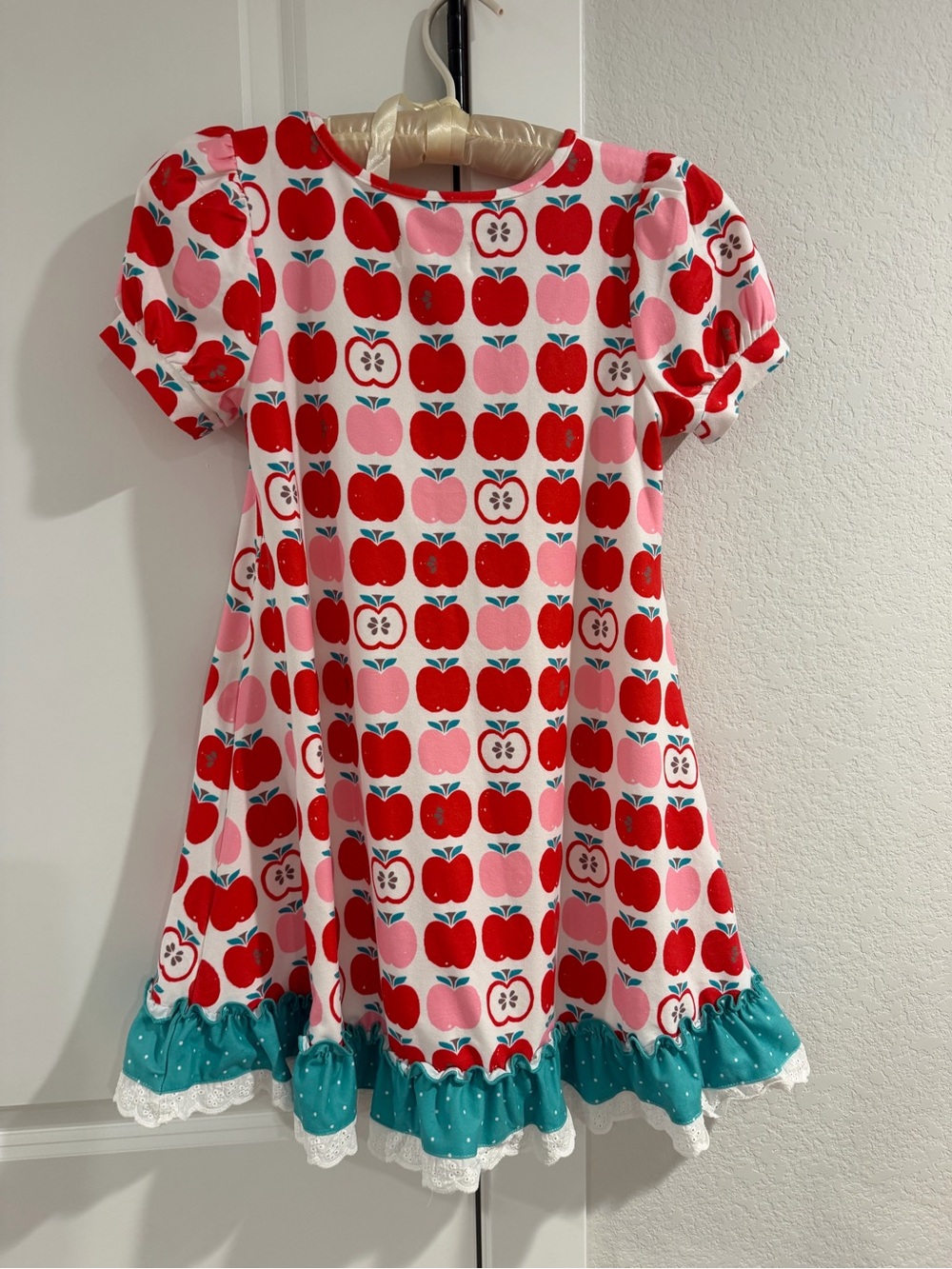 SweetHoney Back to School Girls' Red Apple Dress Set with Shorts Size 10 EUC - Picture 10 of 10